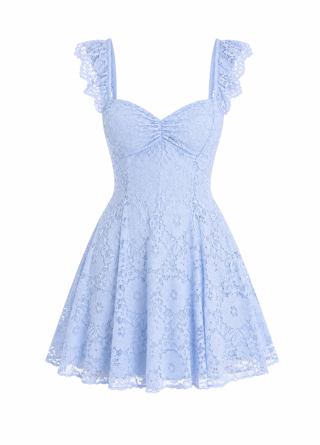 Lace Sequin Fit-and-Flare Mini Dress