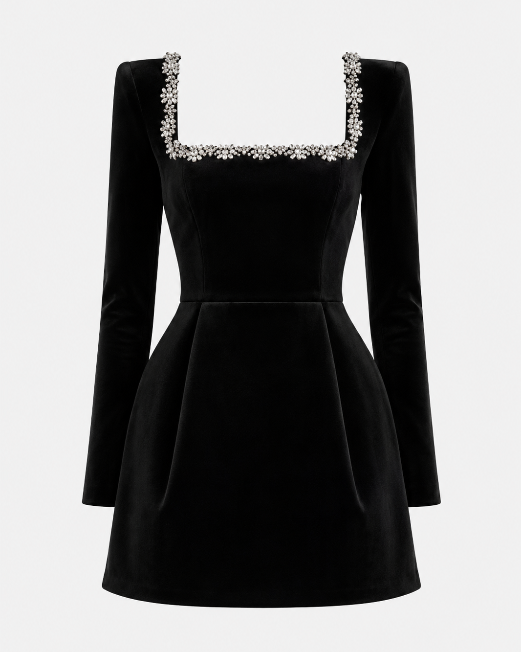 Kimberly Jewel-Trim Velvet Mini Dress