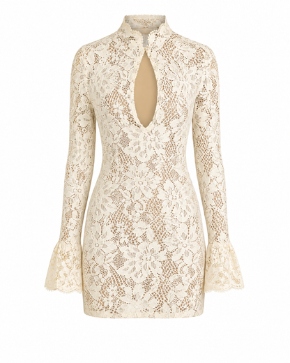 Floral Lace Keyhole Mini Dress