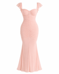 Ruched Mesh Silhouette Maxi Dress