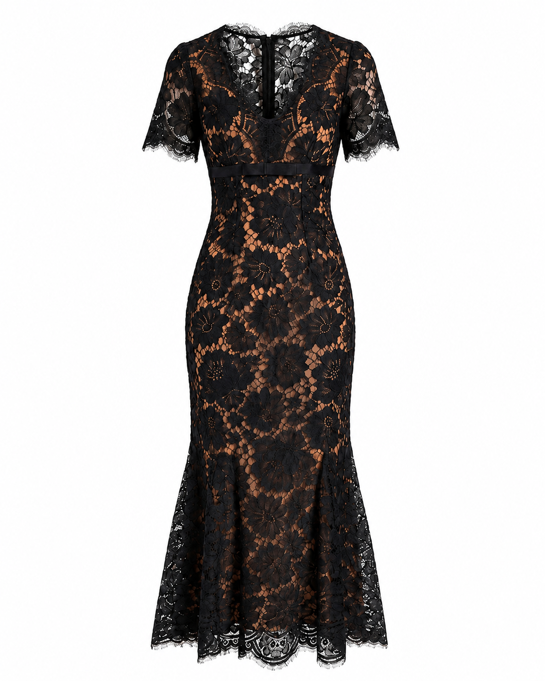 Eyelash Lace Trumpet Midi Dress