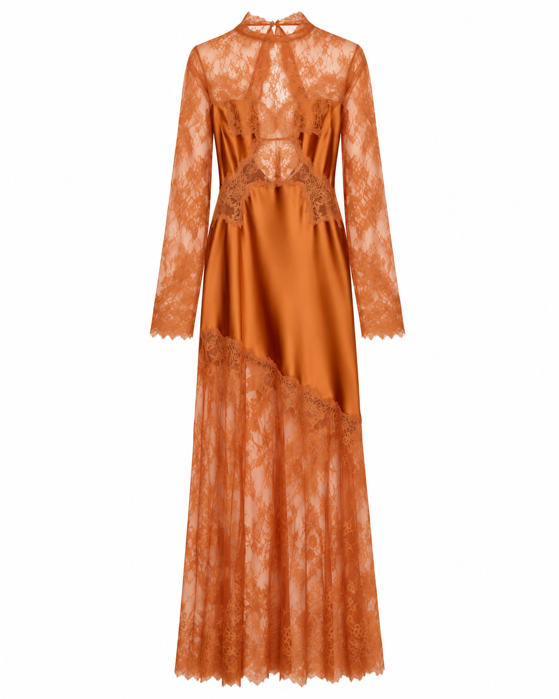 Lace & Satin Maxi Dress Orange