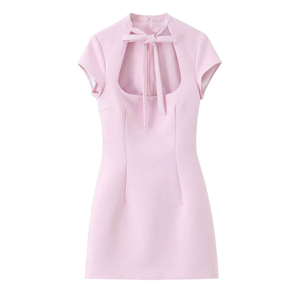 Bow Cutout Tie-Neck Mini Dress