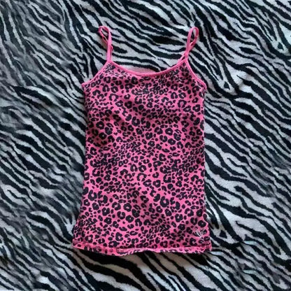 Y2K Leopard Cami Top Pink