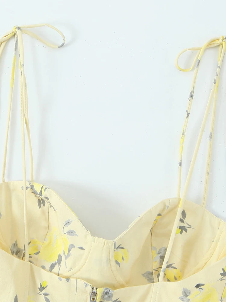 Floral Ruffle Backless Cami Top
