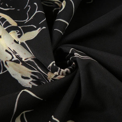 Goth Floral Mesh Maxi Skirt Black