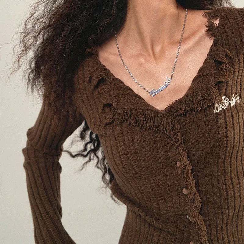 Fairy Grunge Corduroy Distressed Cardigan