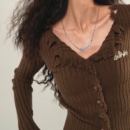 Fairy Grunge Corduroy Distressed Cardigan