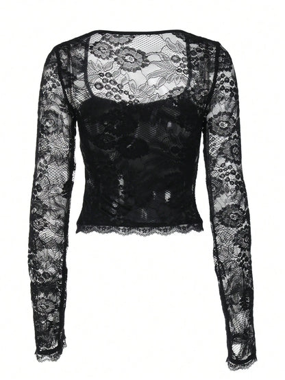 Lace Flare Sleeve Top