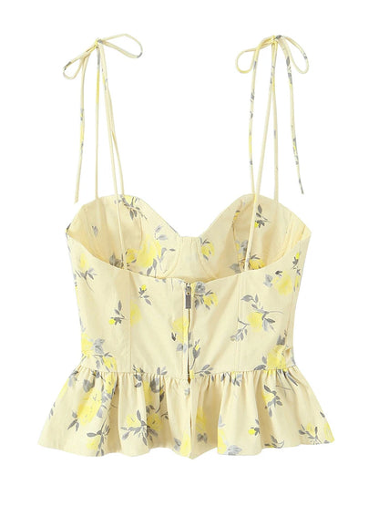Floral Ruffle Backless Cami Top