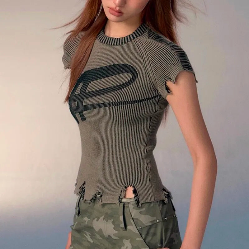 Grunge Distressed Knit Top