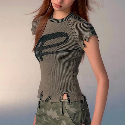 Grunge Distressed Knit Top