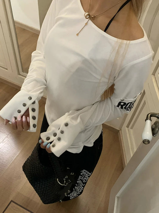 Y2K Button Graphic Top