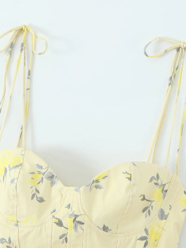 Floral Ruffle Backless Cami Top