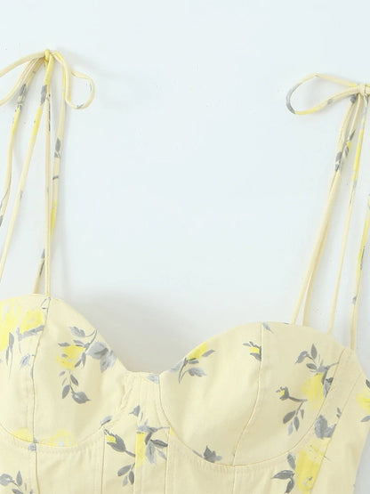 Floral Ruffle Backless Cami Top