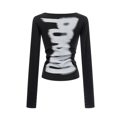 Y2K Button Graphic Top