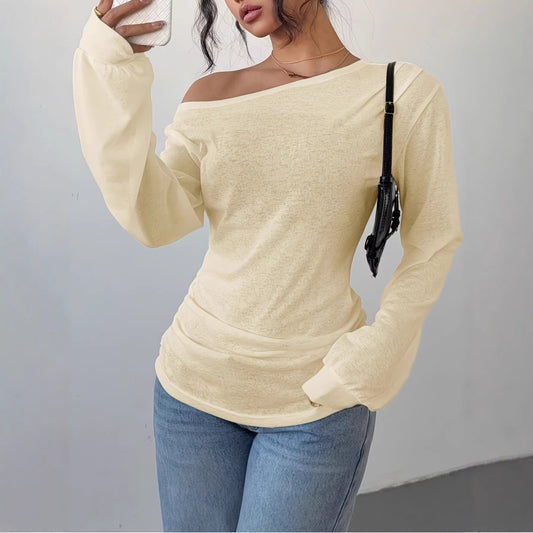 Women's One-Shoulder Long Sleeve T-Shirt Loose Casual Top product image 2