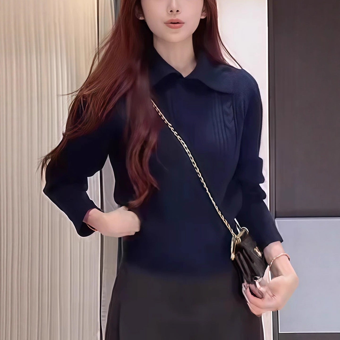 Women's mock neck slim knit sweater in a cozy fitted silhouette, shown as a wardrobe essential for everyday wear