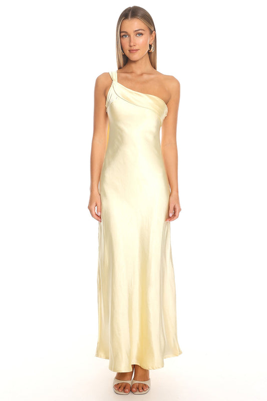 Carmel One-Shoulder Sash Maxi Dress Butter