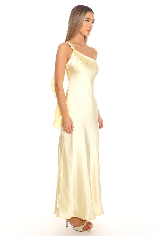 Carmel One-Shoulder Sash Maxi Dress Butter