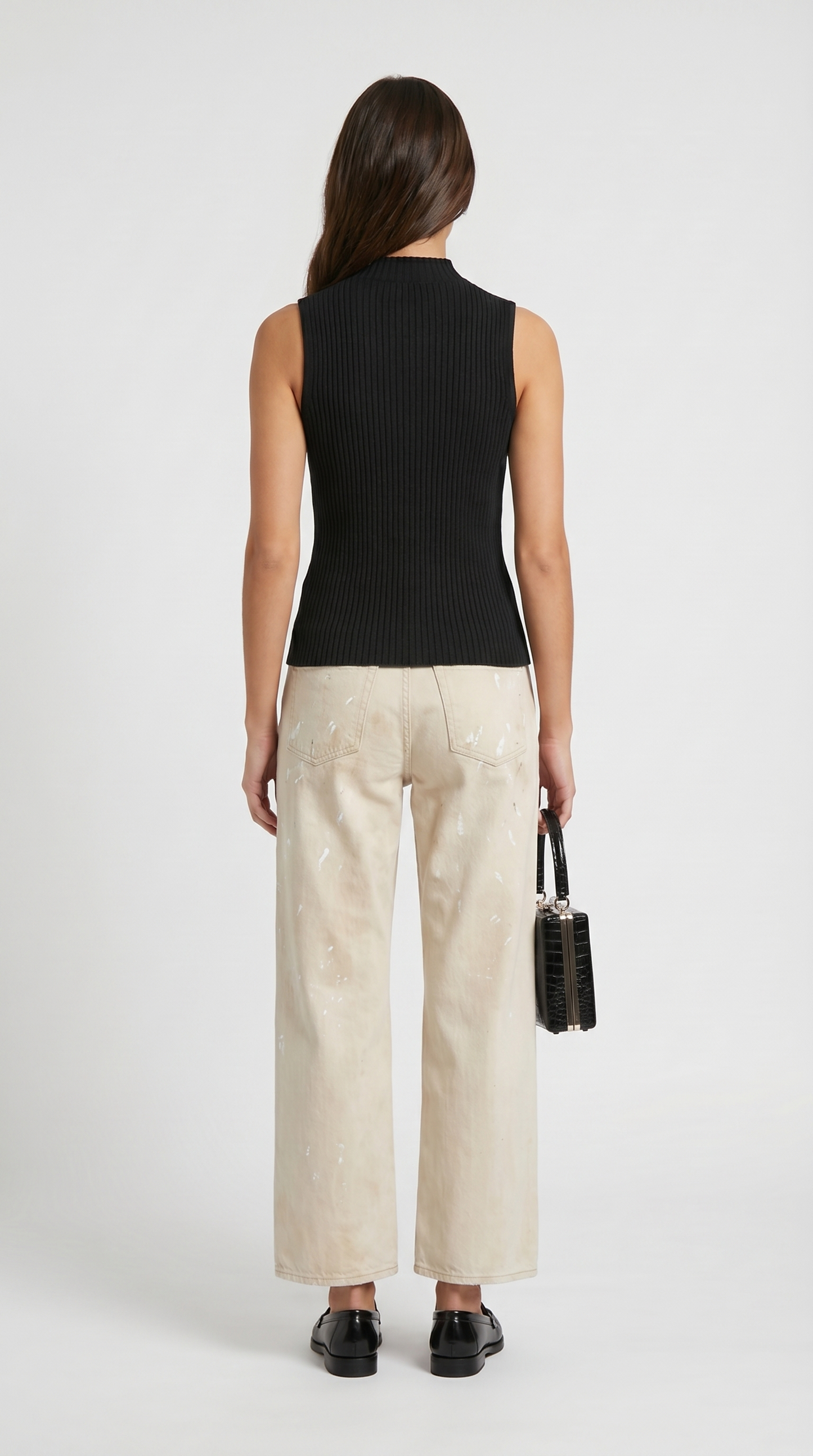 Varese - Keyhole-Detail Sleeveless Ribbed Top Black
