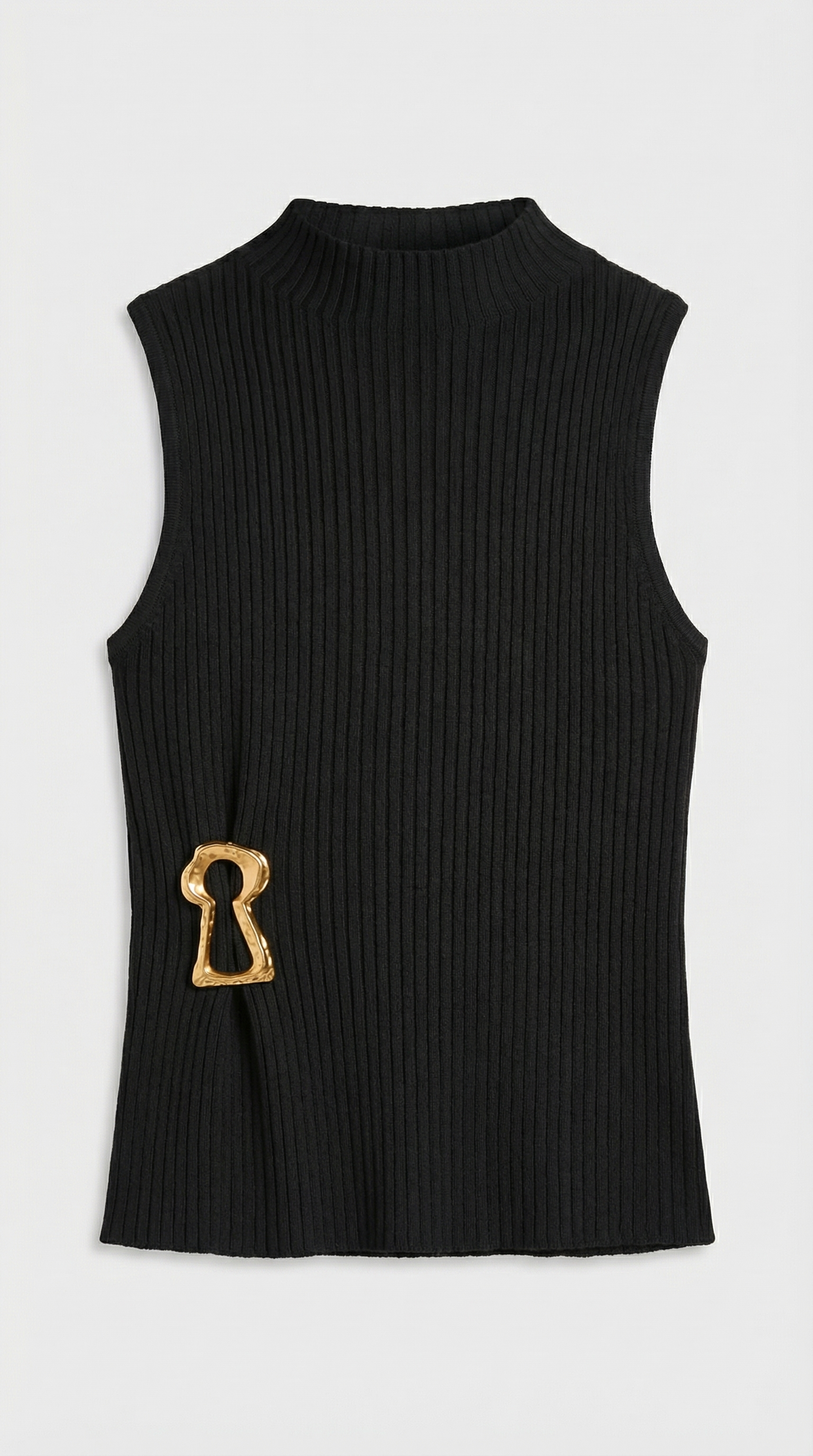 Varese - Keyhole-Detail Sleeveless Ribbed Top Black