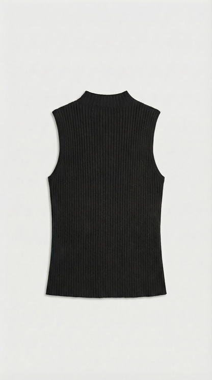 Varese - Keyhole-Detail Sleeveless Ribbed Top Black