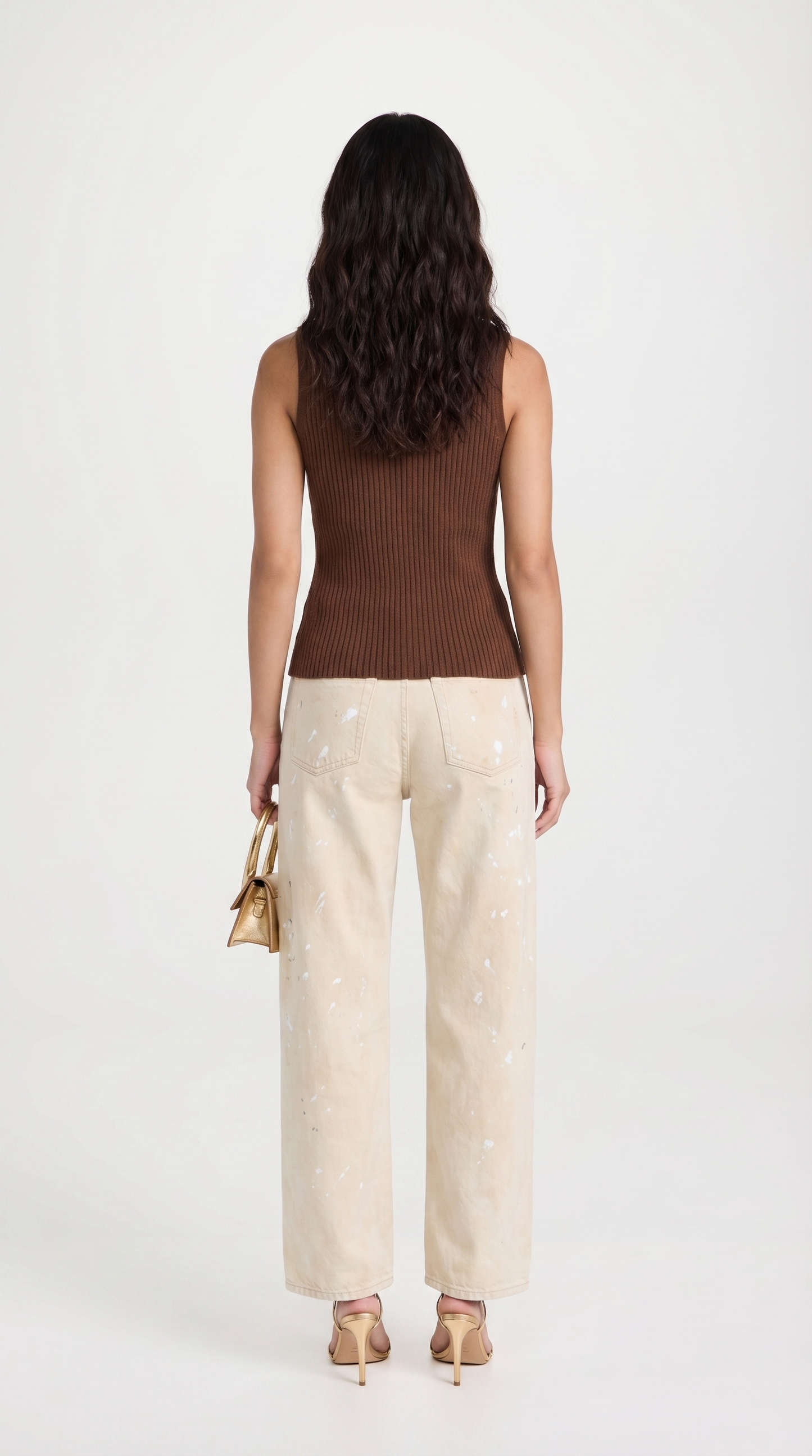 Varese - Keyhole-Detail Sleeveless Ribbed Top Dark Brown