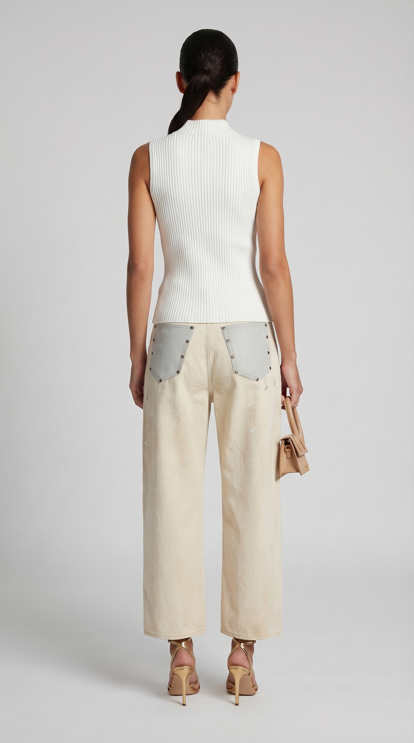 Varese - Keyhole-Detail Sleeveless Ribbed Top White