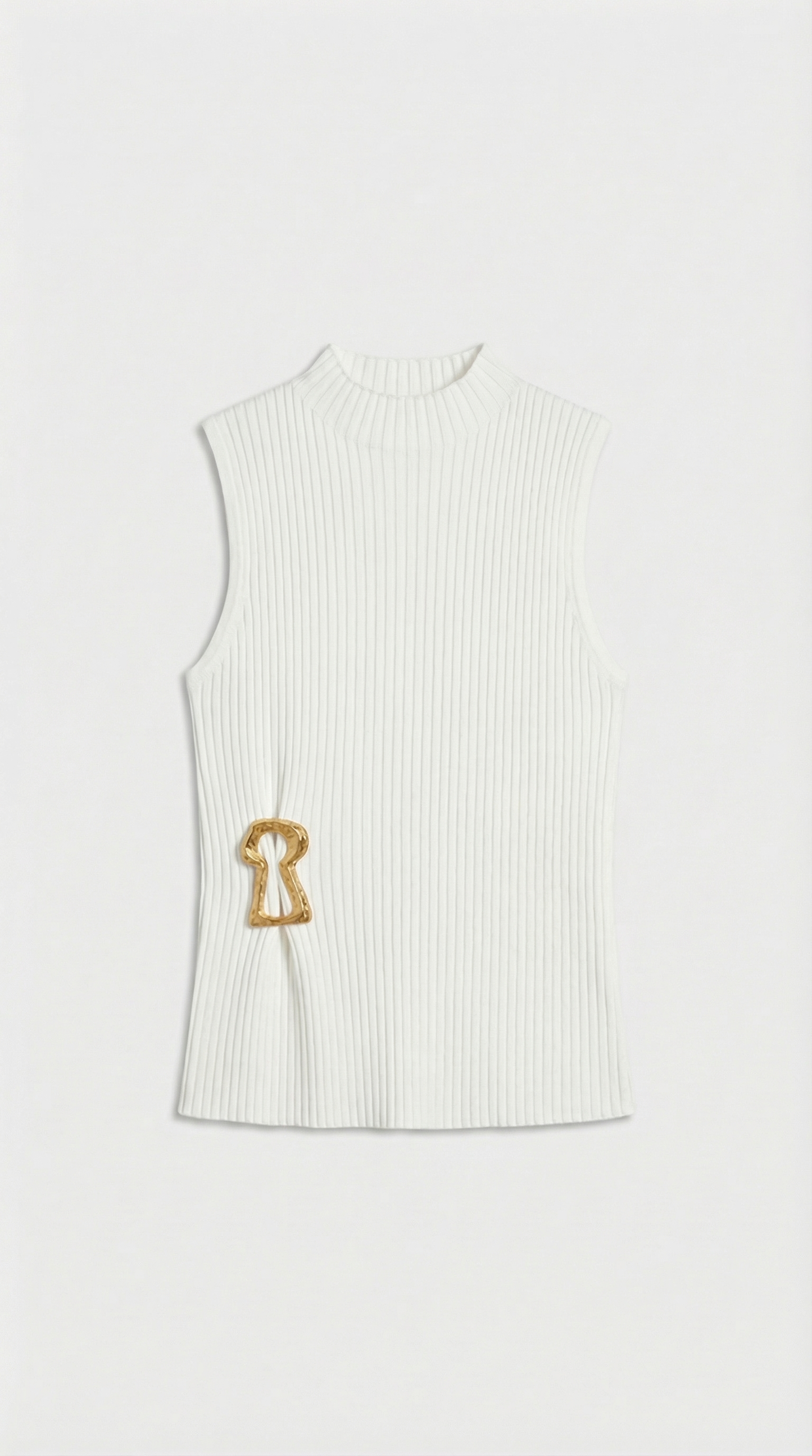 Varese - Keyhole-Detail Sleeveless Ribbed Top White