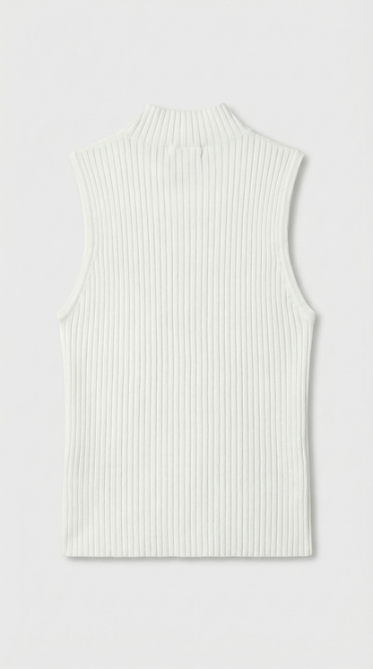 Varese - Keyhole-Detail Sleeveless Ribbed Top White