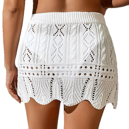 Women's sun-protective swimsuit cover-up skirt displayed to show lightweight fabric texture and modest beach coverage