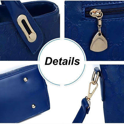 Women's 4-piece PU leather handbag set with tote, shoulder bag, crossbody, and card holder in coordinating style