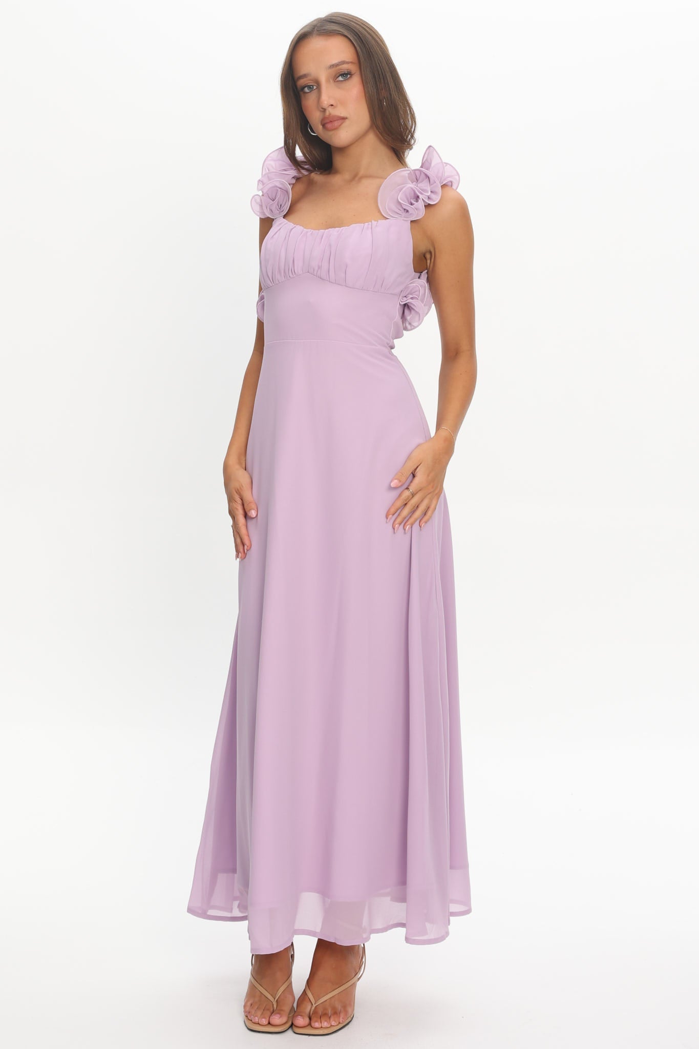 Eloquent Lace-Up Back Maxi Dress Lilac
