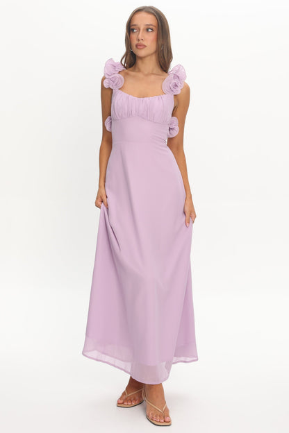 Eloquent Lace-Up Back Maxi Dress Lilac