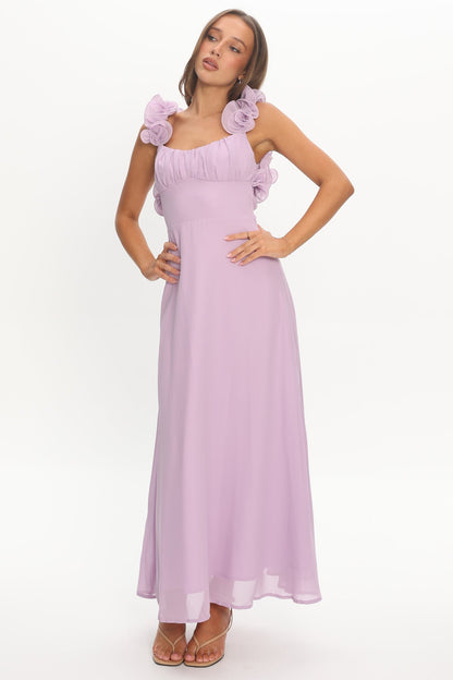 Eloquent Lace-Up Back Maxi Dress Lilac