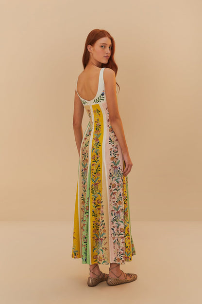 Amelie Floral Stripe Linen Maxi Dress