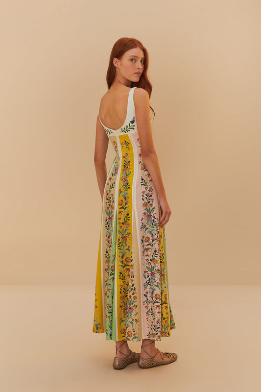 Amelie Floral Stripe Linen Maxi Dress