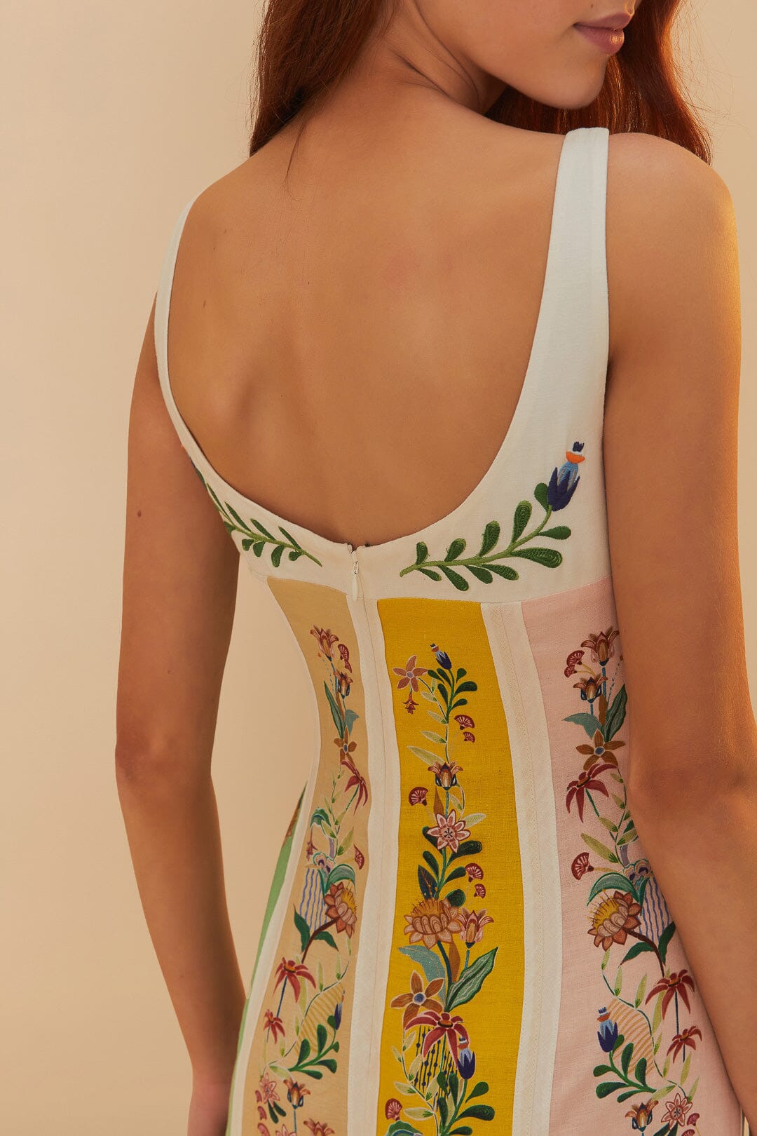 Amelie Floral Stripe Linen Maxi Dress