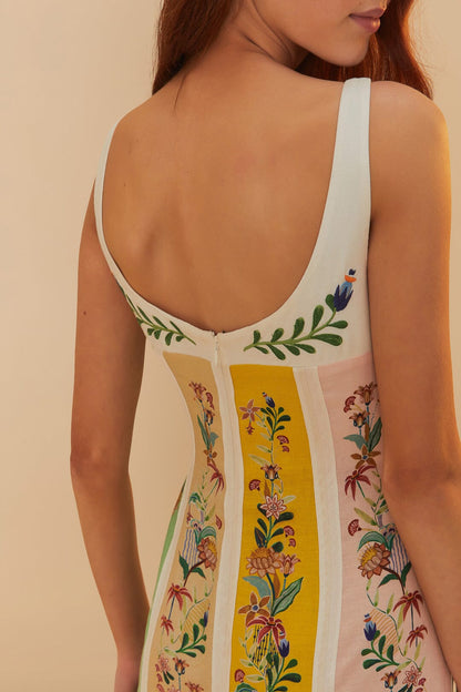 Amelie Floral Stripe Linen Maxi Dress
