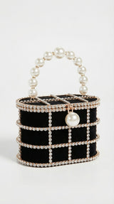 Kavi - Diamond & Pearl Metallic Cage Clutch