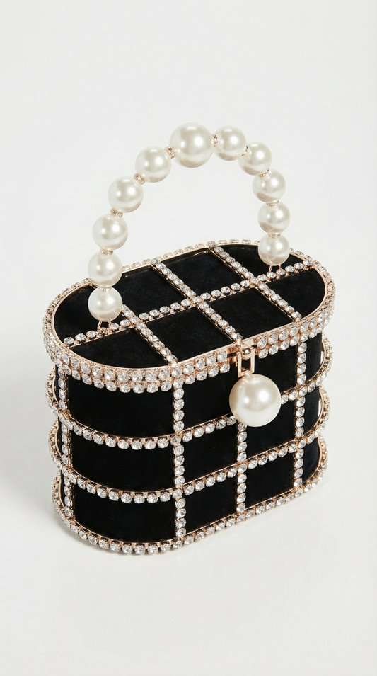 Kavi - Diamond & Pearl Metallic Cage Clutch detail 2