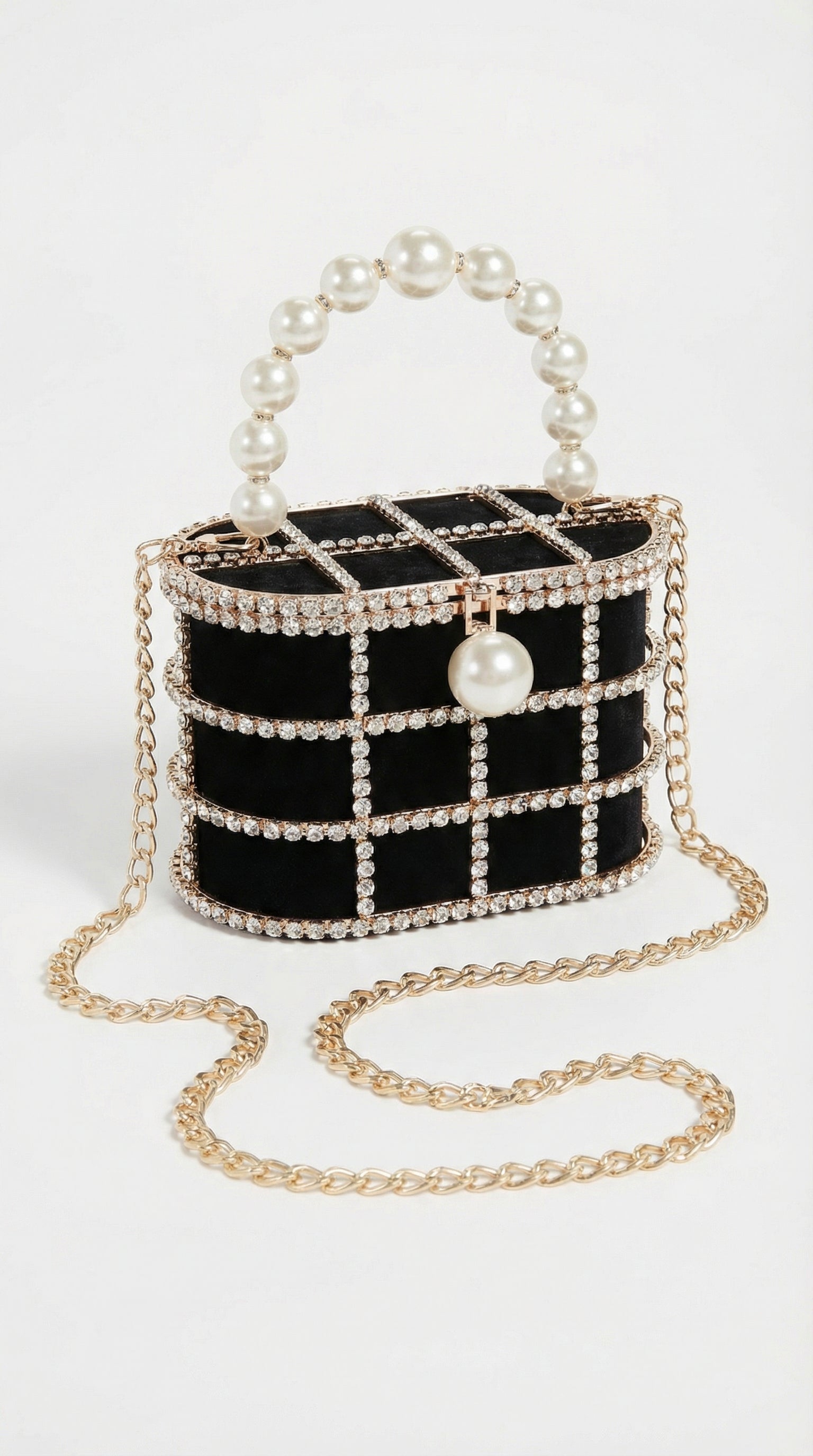 Kavi - Diamond & Pearl Metallic Cage Clutch detail 3
