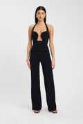 Halter Plunge Low Cut Top Black