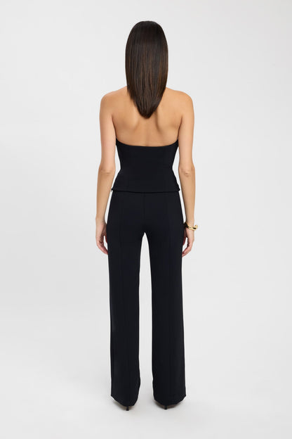Halter Plunge Low Cut Top Black
