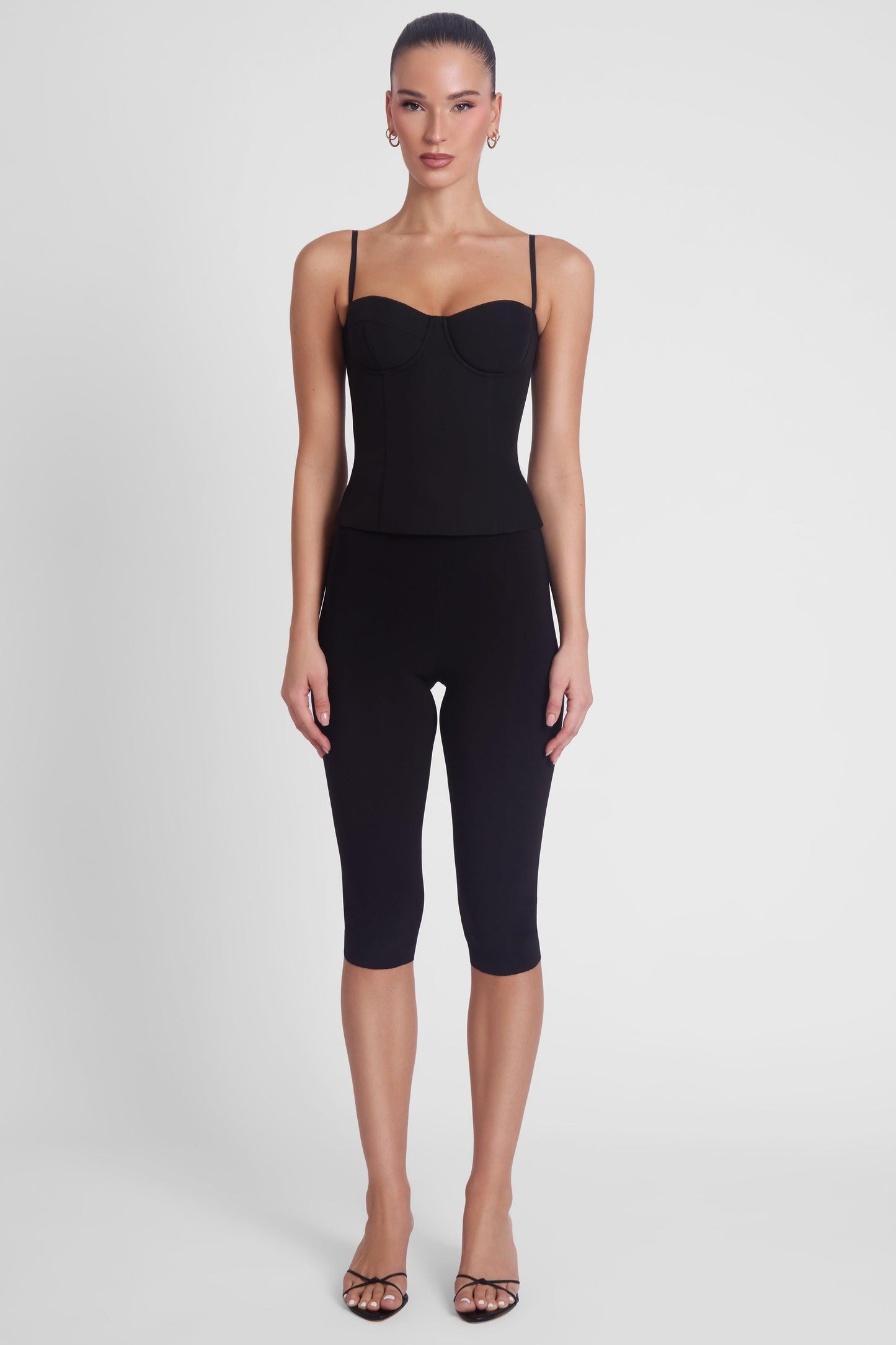 Backless Zip-Up Bustier Crop Top Black