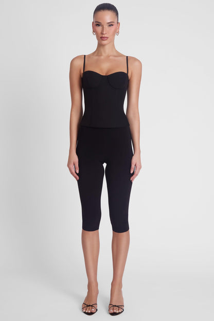Backless Zip-Up Bustier Crop Top Black