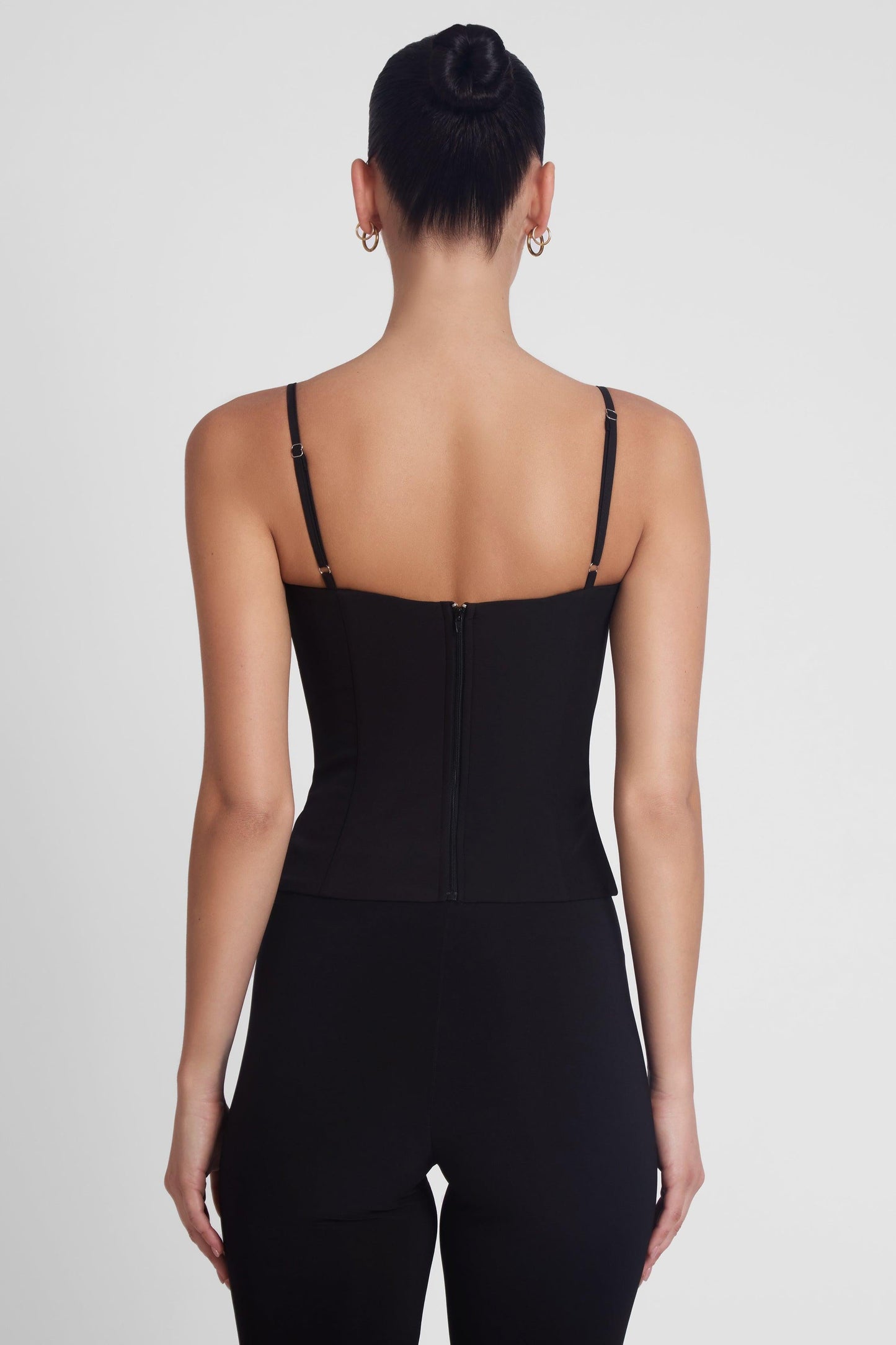 Backless Zip-Up Bustier Crop Top Black