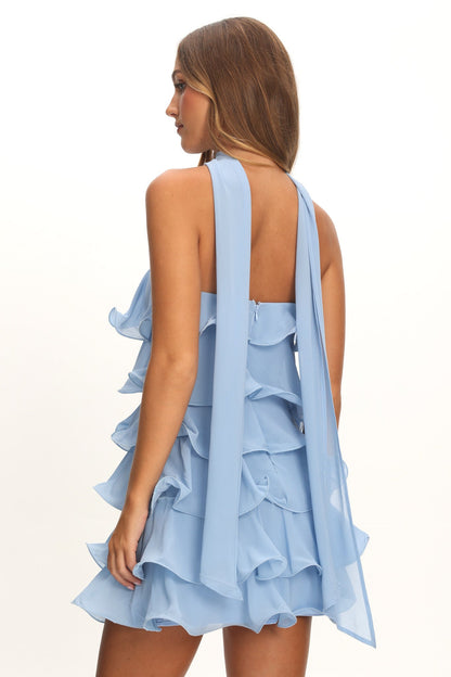 Avelisse Layered Mini Dress in Sky Blue