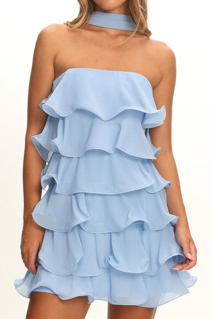 Avelisse Layered Mini Dress in Sky Blue